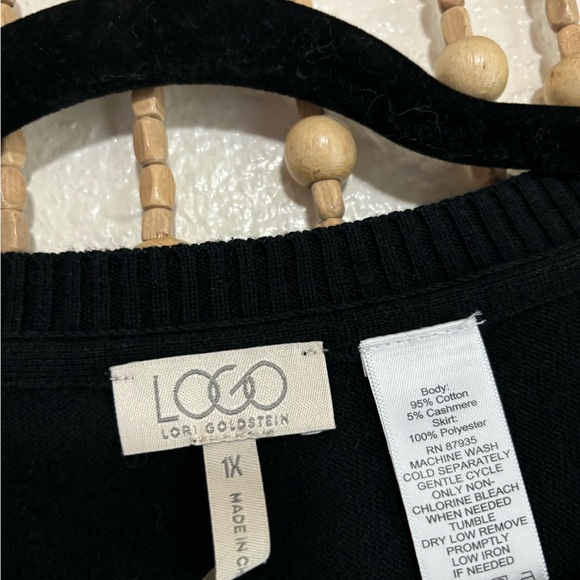 Logo Black Cashmere Blend Pink Swiss Dot Coquette Feminine Long Sleeve Sweater - Picture 5 of 5